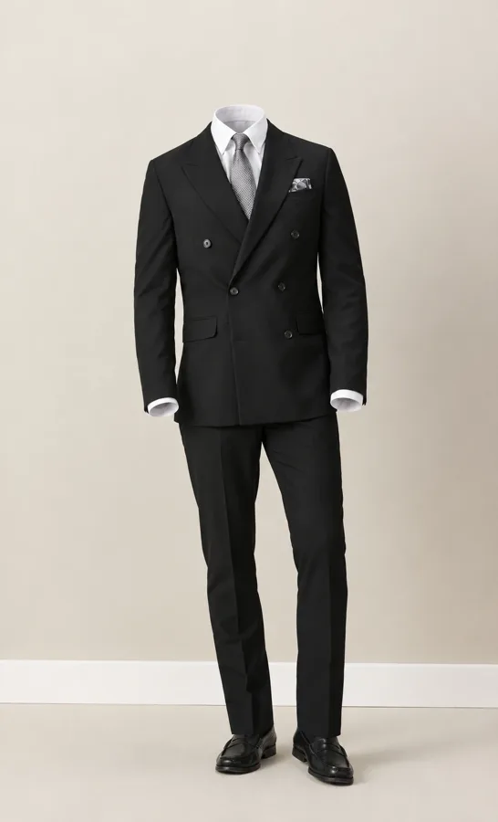 Black double-breasted suit